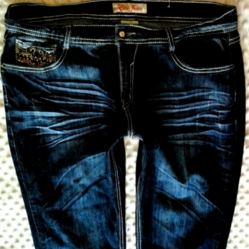 Elite Jeans Rhinestone Embellished Capri Size 13/14 NWOT - Picture 7 of 11